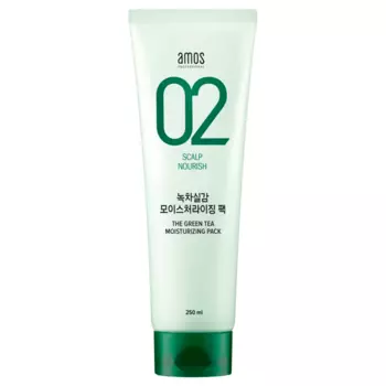 Маска для волос и кожи головы с зелёным чаем Amos Professional The Green Tea Moisturizing Pack