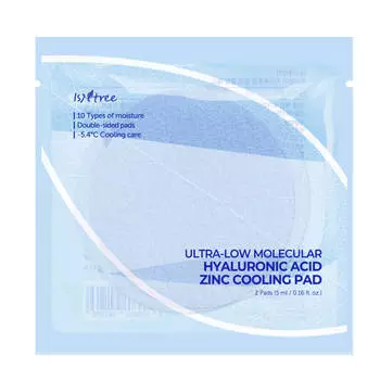 Миниатюра Увлажняющие пэды с охлаждающим эффектом IsNtree Ultra-Low Molecular Hyaluronic Acid Zinc Cooling Pad 2 шт