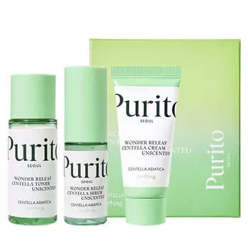 Набор миниатюр с центеллой Purito Wonder Releaf Centella Mini Kit Unscented