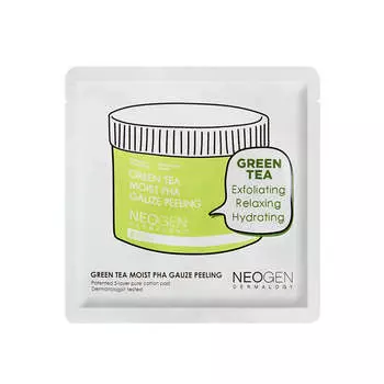 Очищающие пилинг-пэды с зелёным чаем и кислотами Neogen Green Tea Moist PHA Gauze Peeling Pad