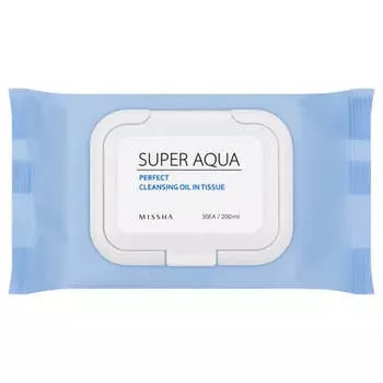Очищающие салфетки для лица на масляной основе Missha Super Aqua All-in-one Cleansing Oil in Tissue