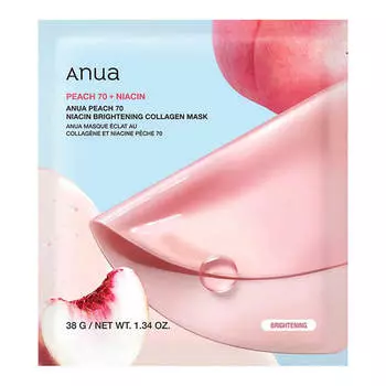 Осветляющая гидрогелевая маска с персиком Anua Peach 70 Niacin Brightening Collagen Mask