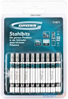 Набор бит TORX 25х50, сталь S2, 10 шт. // Gross