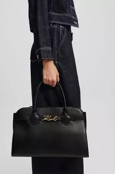 Сумка сэтчел кожаная Signature Karl Lagerfeld