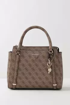 Сумка сэтчел с принтом из монограмм бренда Eco Guess