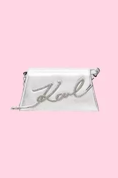 Сумка кросс-боди кожаная с логотипом Signature Karl Lagerfeld
