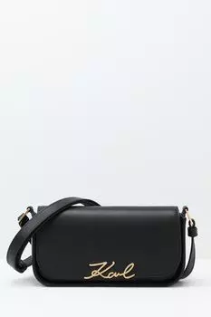 Сумка кросс-боди кожаная с логотипом Signature Karl Lagerfeld