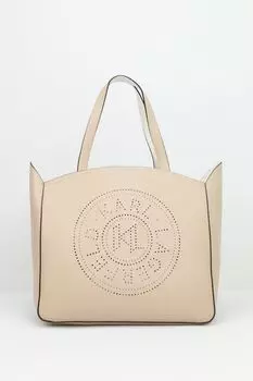 Сумка шоппер кожаная с перфорацией логотипа Circle Karl Lagerfeld