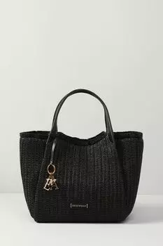 Сумка шоппер плетеная с подвеской-логотипом EMPORIO ARMANI