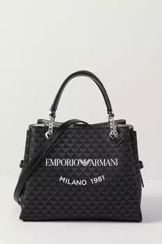 Сумка-шоппер с принтом из монограмм EMPORIO ARMANI