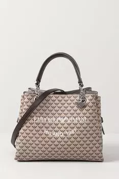 Сумка-шоппер с принтом из монограмм EMPORIO ARMANI