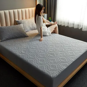 Сплошной цвет, стеганый, с тиснением, водонепроницаемый чехол для матраса, простыня, стильный чехол для матраса, толстая мягкая подкладка для кровати (Нет наволочки)