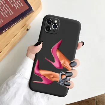 Красочный матовый чехол для телефона Iphone 12 11 Pro Max 7 8 Plus X Xr Xs Se 2020, мягкий чехол из ТПУ на высоком каблуке для девочек и путешествий, женский чехол For 7Plus 8Plus