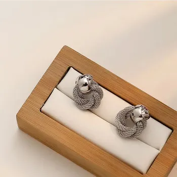 Новые плетеные металлические женские серьги-гвоздики, маленькие серьги 3D типа, золотые серьги в стиле хип-хоп, серьги для девочек в стиле панк, подарки лучшим друзьям золотой