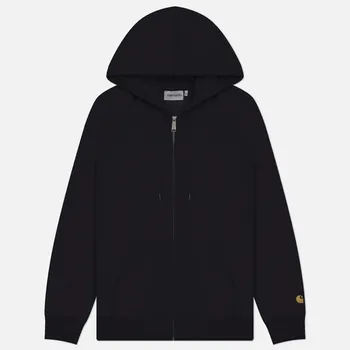 Мужская толстовка Carhartt WIP Hooded Chase Full Zip, цвет чёрный, размер XXL