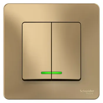 Выключатель Systeme Electric Blanca двухклавишный встраиваемый титан с подсветкой (BLNVS010514)
