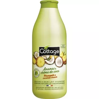 COTTAGE Увлажняющий гель для душа и пена для ванны 2 в 1 Moisturizing Shower Gel & Bath Milk – Pineapple & Coconut Cream