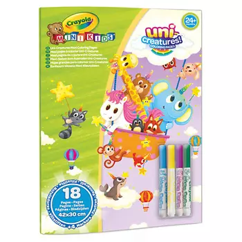 CRAYOLA Набор Mini Kids Uni-Creatures: Раскраски + Смываемые фломастеры