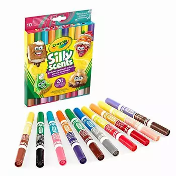 CRAYOLA Смываемые двусторонние фломастеры с ароматизатором Silly Scent 10.0