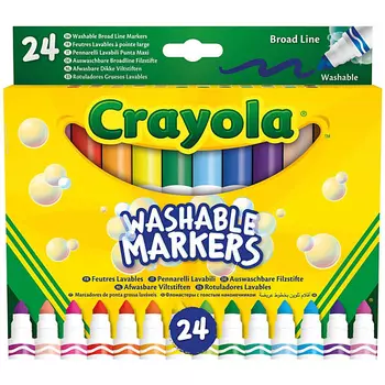 CRAYOLA Смываемые фломастеры с широким пером Ultra Clean Broad Line Markers 24.0