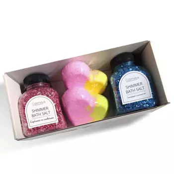 COSMEYA Набор соль для ванны морская с шиммером и бомбочки для ванной