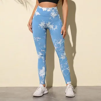Tie Dye облегающие бесшовные штаны для фитнеса и йоги для женщин, модные леггинсы с высокой талией для бега в спортзале, женские леггинсы для йоги с эффектом пуш-ап, леггинсы для бега 25599 M