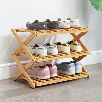 WTEMPO No Installation Required Folding Shoe Rack Dust-proof Simple Door Household Floor-standing Multi-layer Small Dormitory Storage Rack 3-layer белый