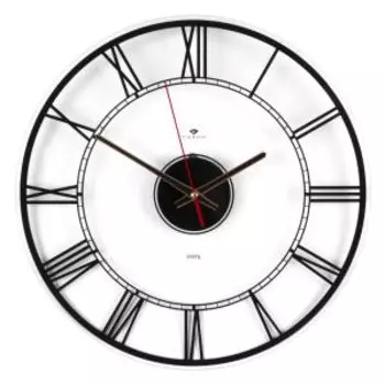 Часы настенные Рубин, 39 см, римские цифры, стекло, прозрачные, черный