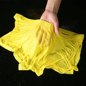 Мужские трусики MAITA Ice Silk, шелковые трусы со средней талией, прозрачные летние прозрачные летние сексуальные дышащие U-образные выпуклые ультратонкие брюки с четырьмя углами M синий
