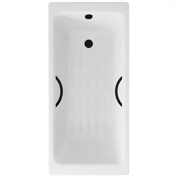 Ванна чугунная Delice Parallel 150x70 DLR220503RB-AS с черными матовыми ручками и антискользящим покрытием, белая