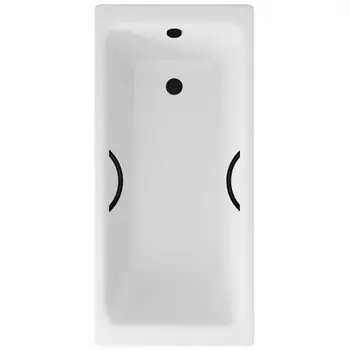 Ванна чугунная Delice Parallel 180х80 DLR220506RB с черными матовыми ручками, белая