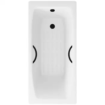 Ванна чугунная Delice Repos 170x70 DLR220508RB-AS с черными матовыми ручками и антискользящим покрытием, белая