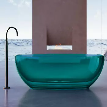 Ванна из полиэфирной смолы Abber Kristall 170x75 AT9703Aquamarin прозрачная, бирюзовая