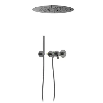 Встраиваемая душевая система Timo Saona SX-2358/18SM черное золото, с термостатом, с изливом