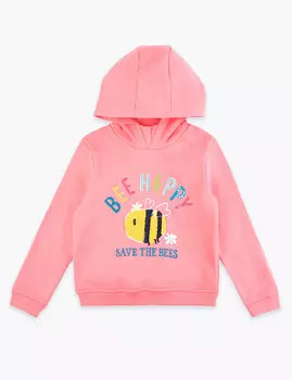 Толстовка, украшенная пайетками и слоганом "Bee Happy" и "Save The Bees"