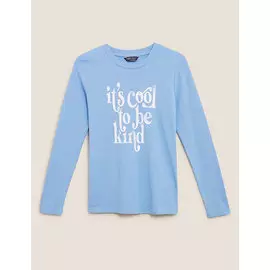Топ прямого кроя из чистого хлопка со слоганом, Marks&amp;Spencer