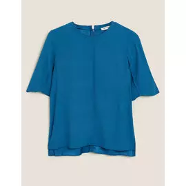 Топ с короткими рукавами из крепа с атласной спинкой, Marks&amp;Spencer