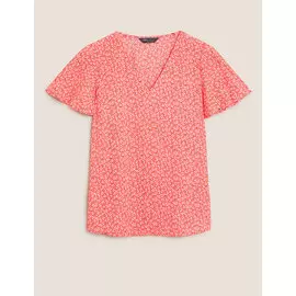 Топ с V-образной горловиной и развевающимися рукавами, Marks&amp;Spencer