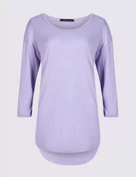 Топ свободный с круглой горловиной и рукавами 3/4