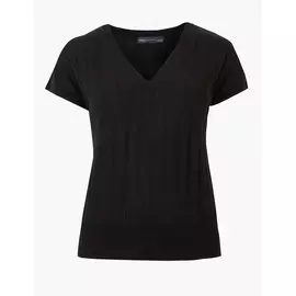 Трикотажный топ с коротким рукавом и V-образной горловиной, Marks&amp;Spencer