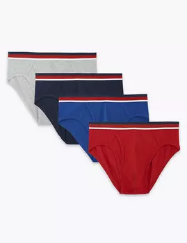 Трусы-брифы из хлопка Lycra® с контрастным поясом (4 шт.)