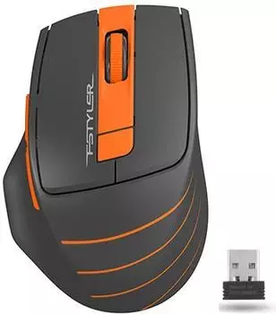 Мышь беспроводная A4Tech Fstyler FG30, 2000dpi, оптическая светодиодная, USB, серый/оранжевый