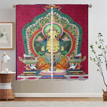 Maitreya Buddha затемняющие элегантные шторы для гостиной покрывало для штор подхваты тюль на кухню шторы 2 шт окна W50xH70cmx2pcs-CL