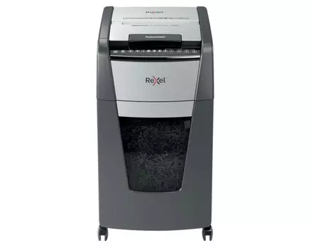 Шредер Rexel Optimum AutoFeed 300X черный с автоподачей (секр.P-4)/фрагменты/300лист./60лтр./скрепки/скобы/пл.карты
