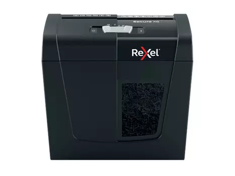Шредер Rexel SECURE X6 EU черный (секр.P-4)/фрагменты/6лист./10лтр./скрепки/скобы