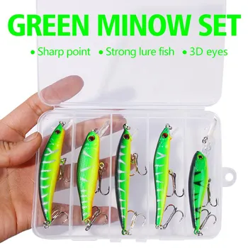 5 шт./кор. воблеры Minnow, набор рыболовных приманок, окунь, щука, воблеры, воблеры для плавания, профессиональная жесткая приманка