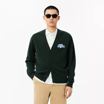 Мужской кардиган Lacoste из кардочесаной шерсти