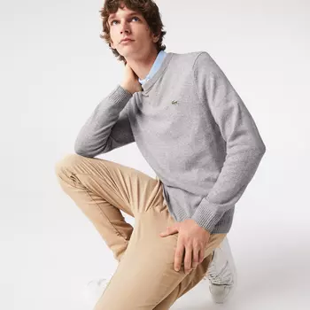 Мужской шерстяной свитер Lacoste с круглым вырезом