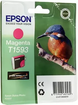 Картридж струйный Epson T1593 (C13T15934010), пурпурный, оригинальный, ресурс 850 страниц для Epson Epson Stylus Photo R2000