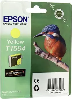 Картридж струйный Epson T1594 (C13T15944010), желтый, оригинальный, ресурс 850 страниц для Epson Epson Stylus Photo R2000